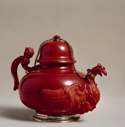 Teiera in pietra rossa di Meissen, modellata da Johann Christoph Ludwig von Lucke da German School